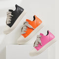 2023 Busy Girl PT4661 Women's Fashion Leather Sneakers Pink Low Lace Walking Shoes Sports Shoes with Wide Laces