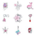 Fine Designs Charms Hot Sale Pink Flower of Life DIY Bracelet Necklace Pendant Love Tree of Life S925 Sterling Silver Beads