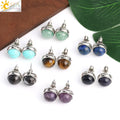 CSJA Wholesale Natural Stone Crystal Stones Earrings Round Blue Turquoise Stud Earring for Women G063