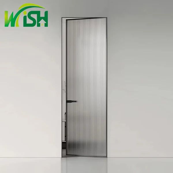 Modern Slim Frame Aluminum Alloy Double Tempered Glass Door with Waterproof & Sound Insulation for Apartment Hotel Interior Use