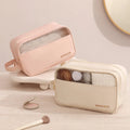 Women's Leather Zipper Waterproof Travel for Case Large Portable Skincare Cosmetic Vanity Pouch Beauty Accessories Bag
