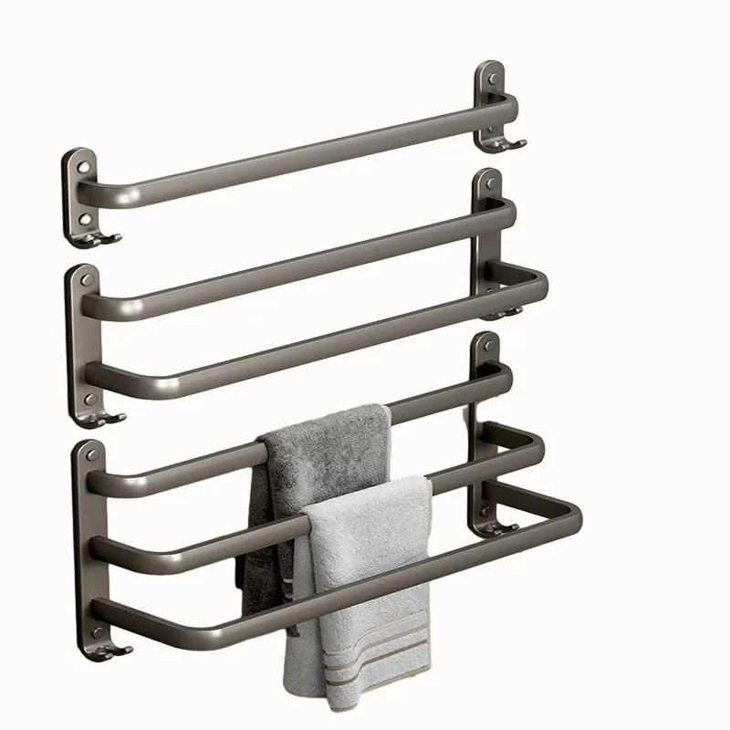 Towel Holder Shelf Bathroom Rack Wall Mounted Aluminum Towel Racks Bath Towel Rack With Hook Bathroom Accessories