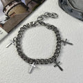 Hip Hop Fashion Male Cuban Chain Titanium Steel Cross Retro Fashion Jewelry Bracelet for Men