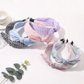 QIYUE Gingham Headband with Bowknot Woman Head Wrap Hair Band