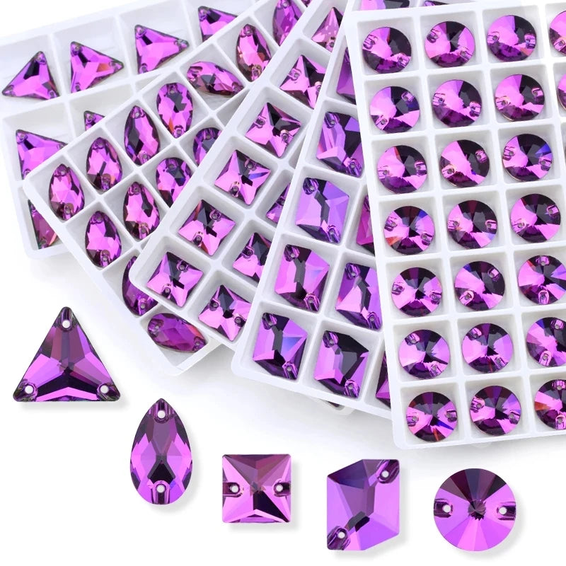 20PCS Sew-on Rhinestones Multi Shape Crystal Glass Rhinestone for Needlework Garment Shoe Wedding Dress Decoration