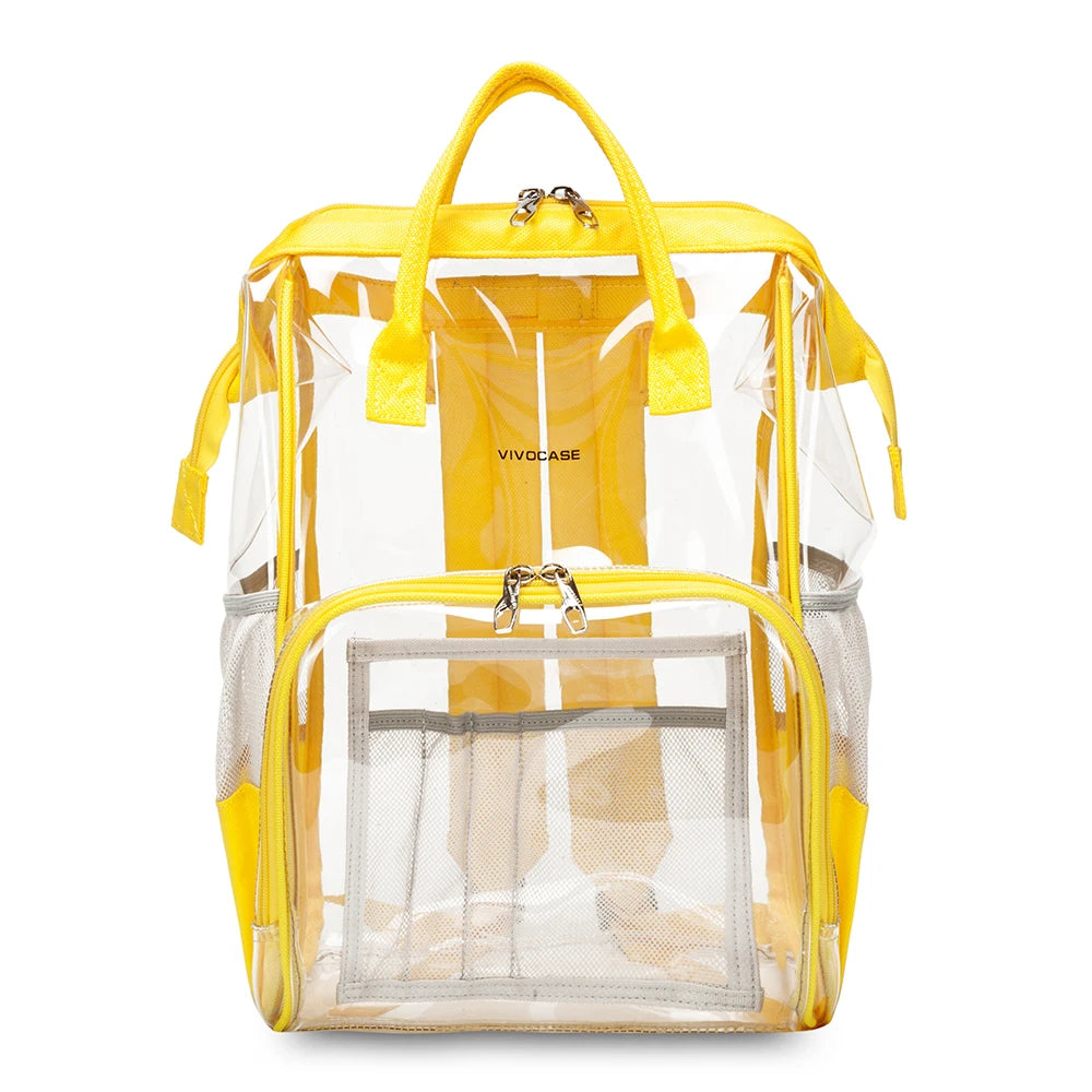 Fashionable Waterproof PVC Transparent Backpack for Boys and Girls Summer School Book Bag with Zipper Closure