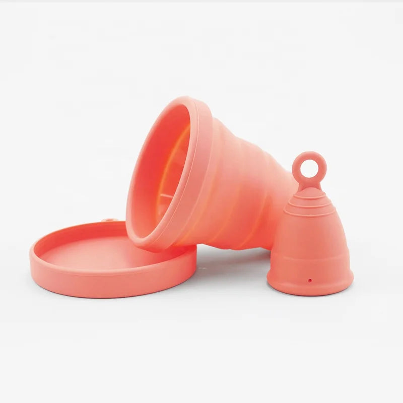 Bpa Free Reusable Pink Peach Menstrual Cup Sterlizer Case Copa Menstrual Cup Steriliser