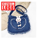 Custom logo New Korean Style Cool Cowboy Bag Art Casual Shoulder Bag Student Large Capacity Lovely Canvas Bag