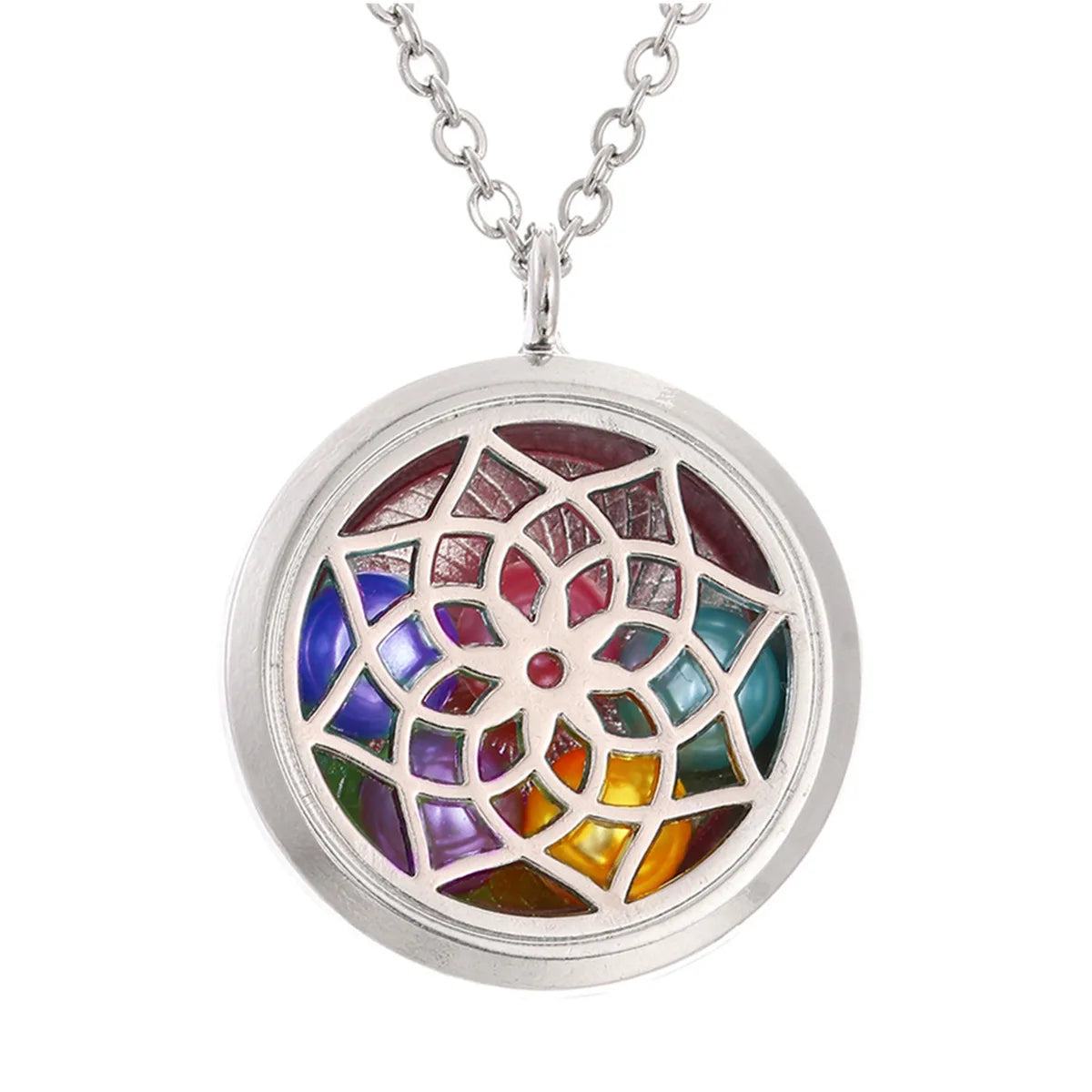 Flower Design Aromatherapy Necklace Jewelry Multicolour Crystal Aroma Essential Oil Diffuser Locket Necklace