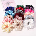 SP 20 Colors Scrunchies Wholesale Faux Solid Silk Hair Tie Elastic Scrunchies for Girl's Accessory