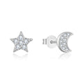 925 Sterling Silver Gold Plated  Stud Earrings BoRuo Crescent Moon Star Earrings