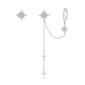 Shining Stars 925 Sterling Silver Drop Earrings for Women Asymmetrical Design Chain Dangle Long Jewelry for Gift BSE433