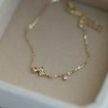 14K Gold Plated 925 Sterling Silver Cubic Zircon Initial Tiny Bow Bracelet for Women Girls