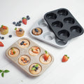 Large 6-Cup Deep Nonstick Muffin Pan Carbon Steel Oven-Bakeware with Metal Hole Stand for Cake/Baking Tray for Wedding Pies