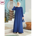 Simply Chic Sea Blue Modest Full-Length Crinkled Crepe Skirt Romantic Style Islamic Clothing for Muslim Women Malaysia Style