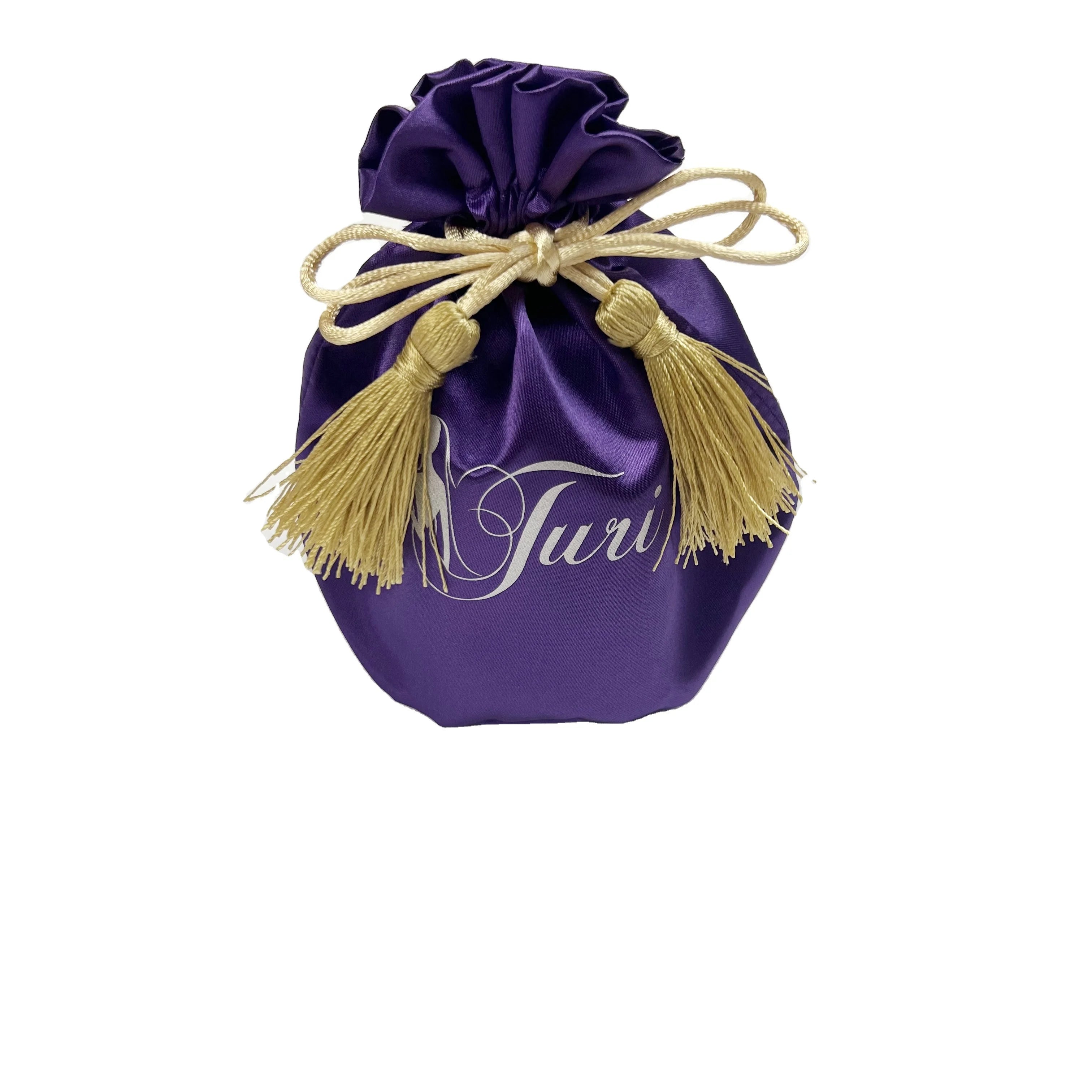 Cin-SD-003 Custom Small Hair Packaging Bag Satin Wig Hair Bundles Storage Bag With Logo