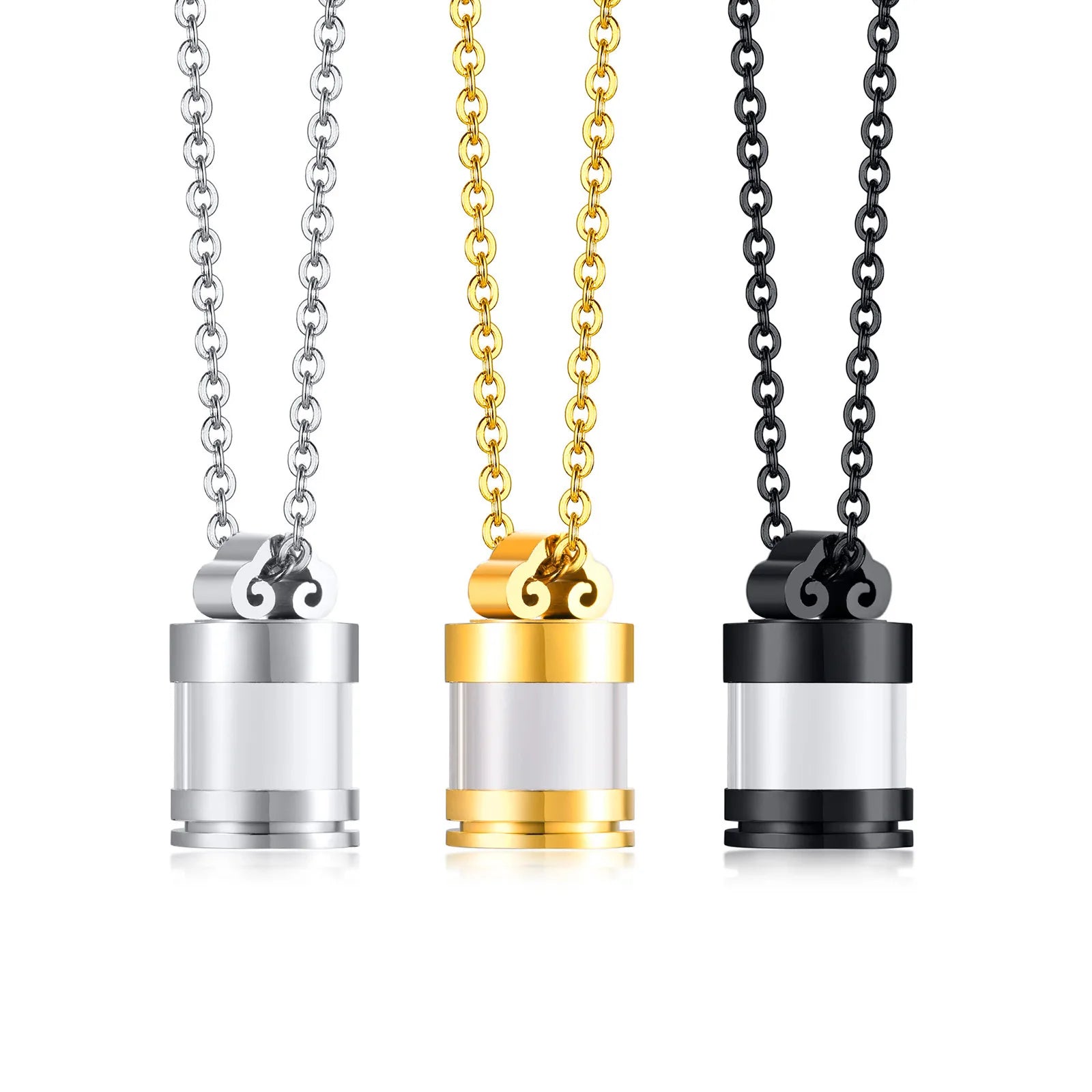 Open Pet Memorial Cremation Ashes Perfume Box Stainless Steel Waterproof 18K Gold Plated Pendant Fine Fashion Jewelry Necklaces