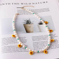 Boho Handmade Daisy Flower Beads Jewelry Cute Dainty Pearl Beaded Customized Logo Name Statement Necklace for Women
