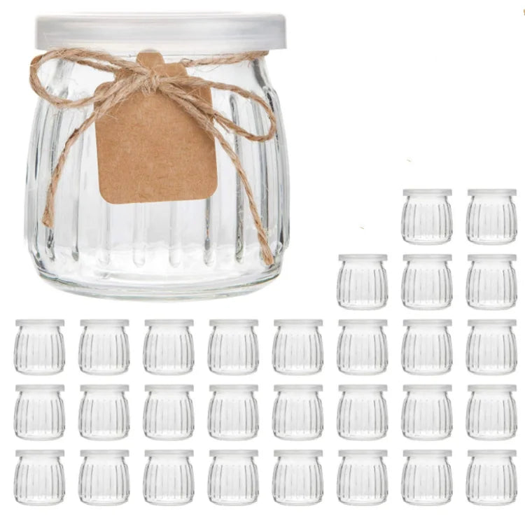 7oz 200ml Clear Glass Pudding Jar with Plastic Lid for Pudding Jam Yogurt Jelly Candy Storage Set of Glass Bottle Jars