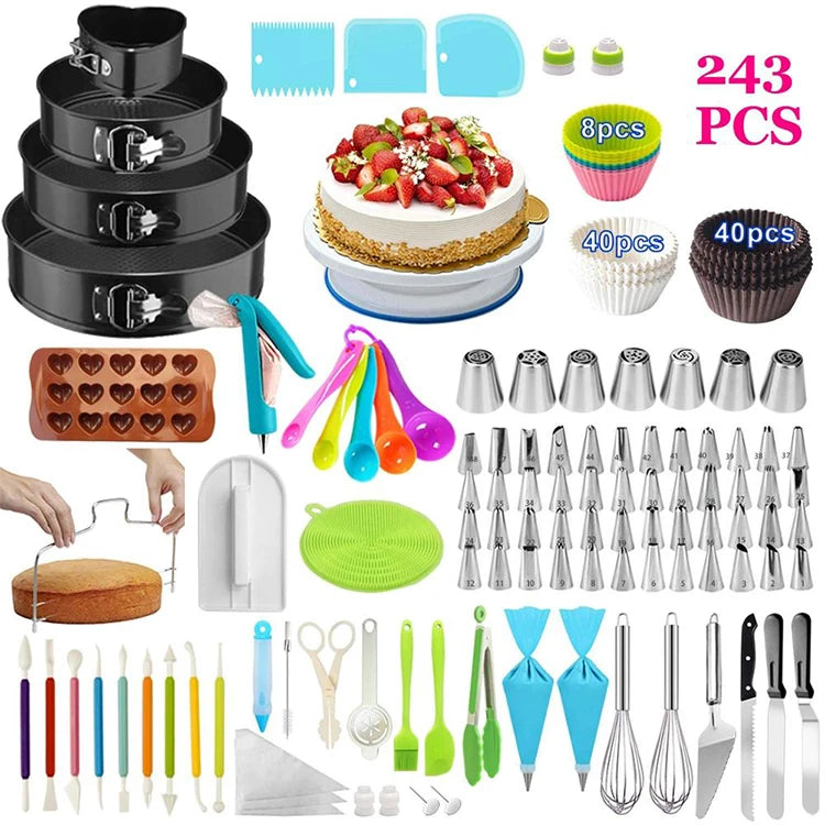 Hot Sale Plastic Cake Decorating Tools Set Supplies Including Rotating Turntable for Cake Decorating