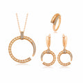 A00909366 Xuping Jewelry Charm Temperament Jewelry Semicircle Pendant Necklace Earrings Ring Three-piece Set