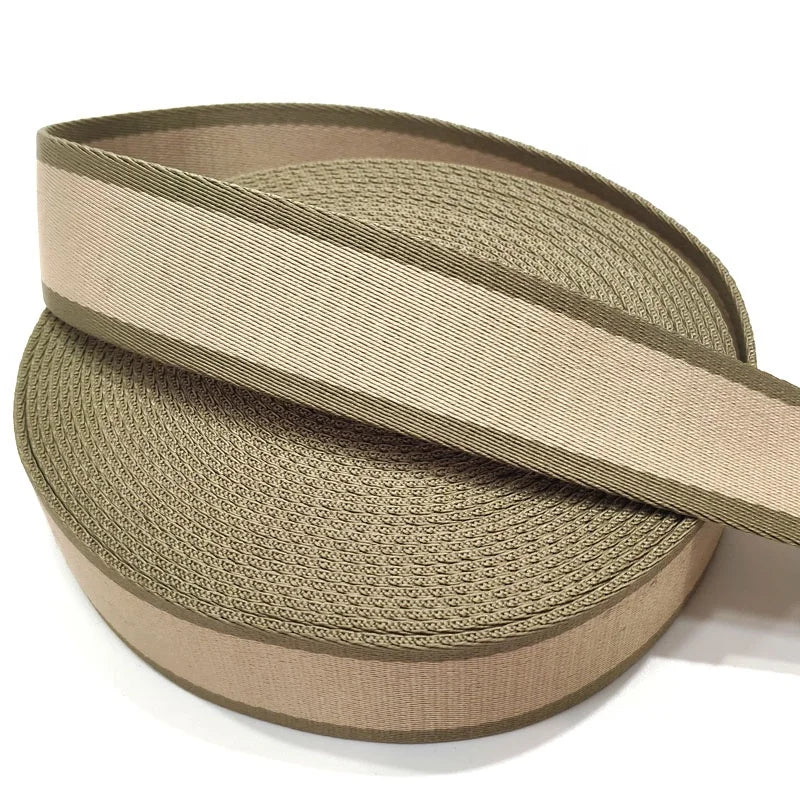 Two-Tone Webbing 38mm - Wide Center with Contrasting Edges Heavy Duty Polyester for Bag Straps & Belts