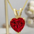 Brilliant Heart Cut Solitaire Pendant Necklace Genuine Natural Pomegranate Red Garnet Jewelry Solid 14k Yellow Gold Gift Classic