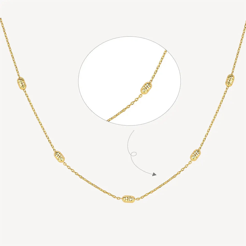 New Arrival 925 Sterling Silver Jewellery Wholesale Gold Vermeil Bead Ball Chain Necklace for Women