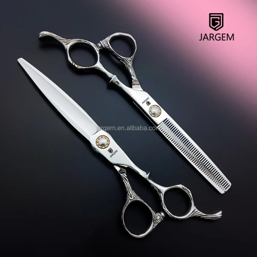 Ball Bearing Screw Hair Scissors Set 6.75 Inch Cutting Scissors 40 Teeth Thinner Barber Shear Kit