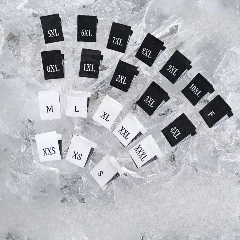General Size Clothing Labels Black and White Woven Garment Labels