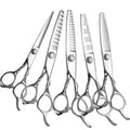 440C Silver Handle Beauty Professional Hair Cutting & Thinning Scissors Set 5.5"-7" Stainless Steel Blades for Hair Stylists
