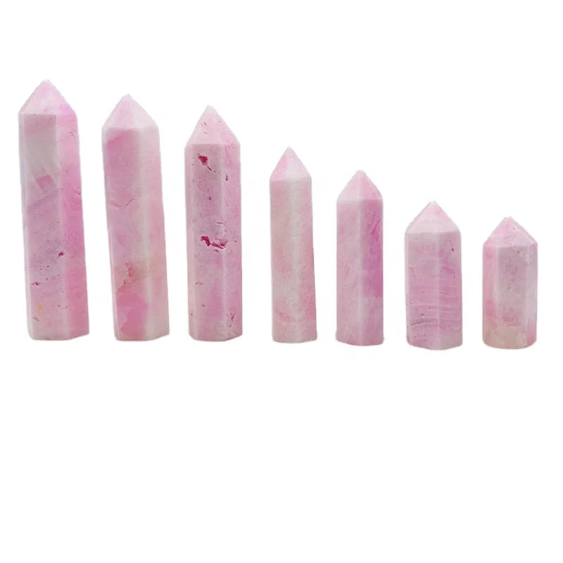 Wholesale Natural Pink Mangano Calcite Crystal Point Wand Pink Aragonite Crystal Tower