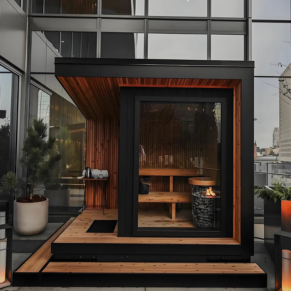 Jiutiantu Hemlock Modern Electric Sauna Steam Cabin with Computer Control Panel Customized Solid Wood Sauna Room