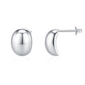 High-end Glossy Polished Bean Earrings 925 Sterling Silver Plain Semi-circle Earrings for Women's Daily Jewelry