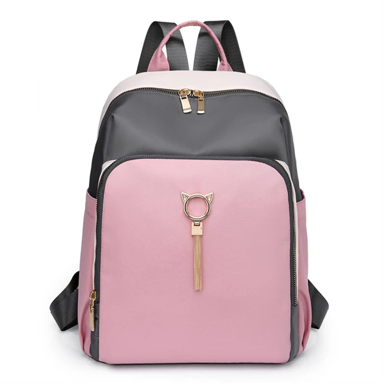 College Trendy Quilted pink Waterproof Canvas Backpack for Women Customizable