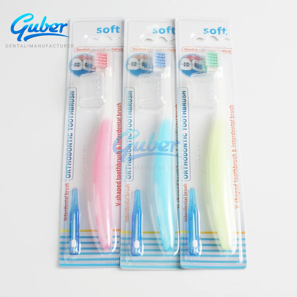 * Dental Equipments Materials Cleaning Kit Orthodontic Travel Care Brush  U-Type Du Point Adult Toothbrush