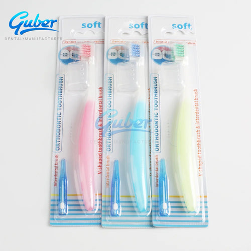 * Dental Equipments Materials Cleaning Kit Orthodontic Travel Care Brush  U-Type Du Point Adult Toothbrush