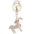 Fashion Gold Plated Goat Bag Key Ring Holder Crystal Rhinestone Zodiac Sheep Keychain for Festival Gift