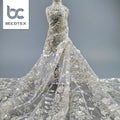 2026 New Arrival White Pearl Heavy Beaded Bridal Lace Fabric for Party