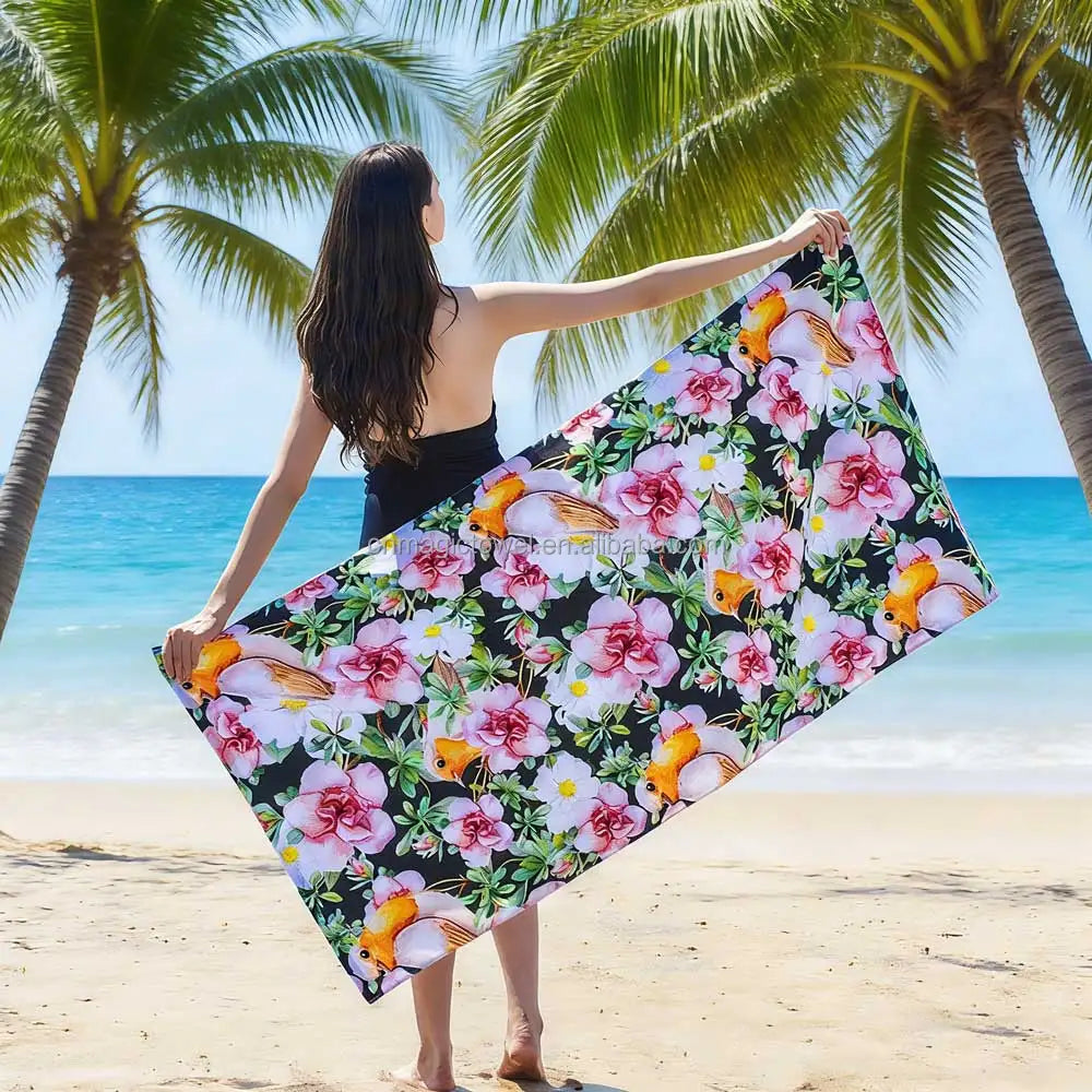 Factory Cheap Hot Sale Summer Luxury Towel Beach Photo Print Beach Towel Sand Free Custom logo Print Cotton Beach Towels