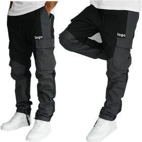 New Trend OEM Custom Logo Mens Clothing Men's Joggers Casual Nylon Utility Cargo Pants Patch Pocket Contrast Fabric Cargo Pants