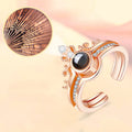Tiktok 100 Languages Projection Wedding Ring 2023 Rose Gold Plated Zircon Crown Two in One 100 Languages I You Couple Rings