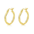 Dainty Classic 925 Sterling Silver 18K Gold Plated Brilliant Twist Rope Shape Circle Hoop Earrings for Women
