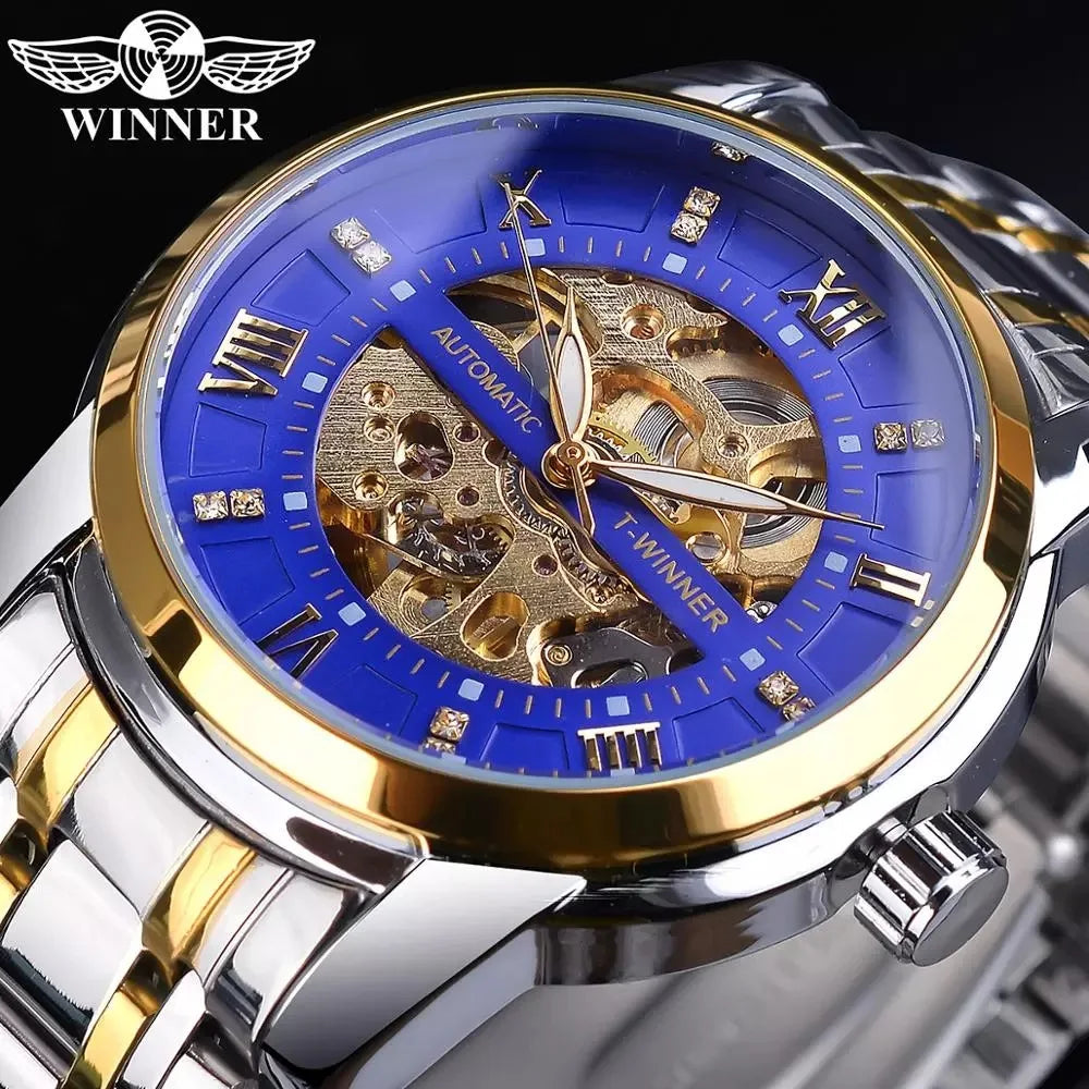 Winner Mechanical Watches Minimalist Skeleton Automatic Wrist Watch Steel Luminous Wristwatches Relogio Masculino Dropshipping