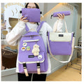 Canvas Polyester Lining Custom Logo Fashion Girls Oxford School Backpack Set 2pcs Zipper 20-36L Capacity Softback Bags for Kids