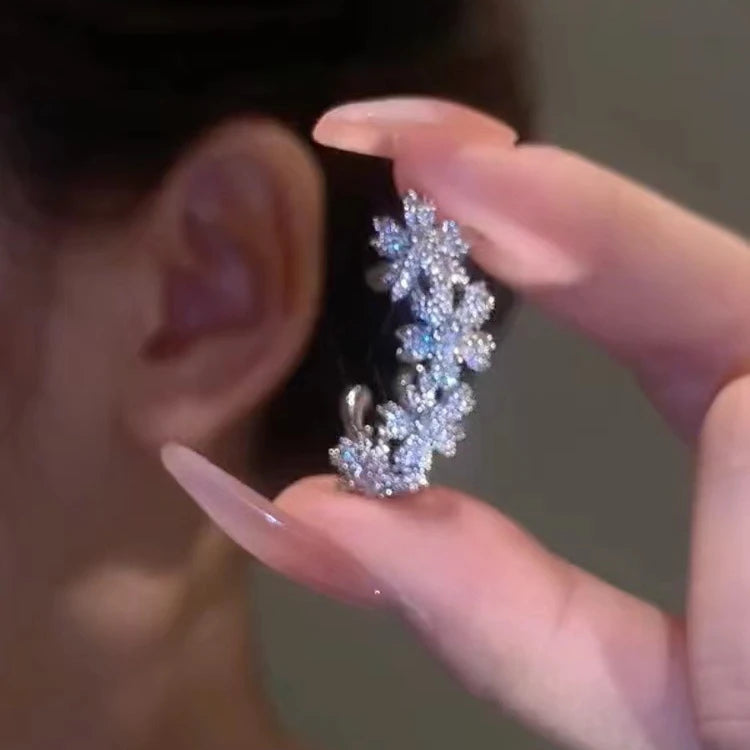 Wholesale Ear Wrap Silver Exquisite Earring Micro Inlaid Zircon Rhinestone Ear Bone for Women Luxury Wedding Jewelry Ear Clip