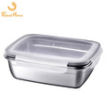 304 Food Grade Stainless Steel Lunch Box 550ml/850ml/1500ml Lunchbox Rectangle Food Container Salad Fruit Dishware