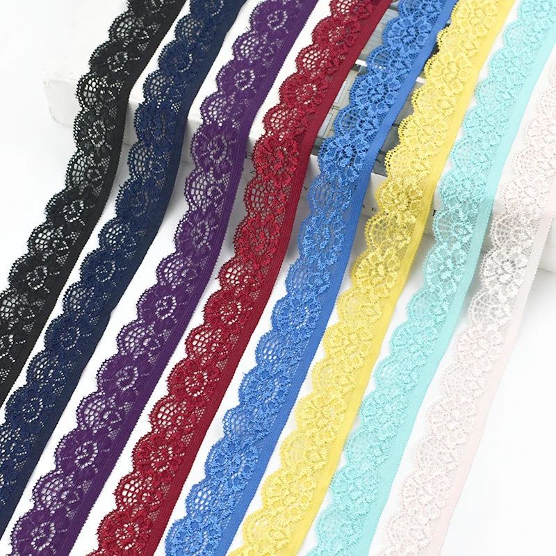 Deepeel EB230 25mm Garment Bag Stretch Lace DIY Accessories Clothes Edge Underwear Strap Sewing Elastic Band Lace Trim