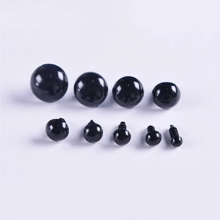 Hot Sale 5mm 6mm 7mm 8mm 9mm 10mm 12mm 15mm 16mm 18mm 20mm 30mm 40mm Black Plastic Safety Eyes for Toys Doll Crafts