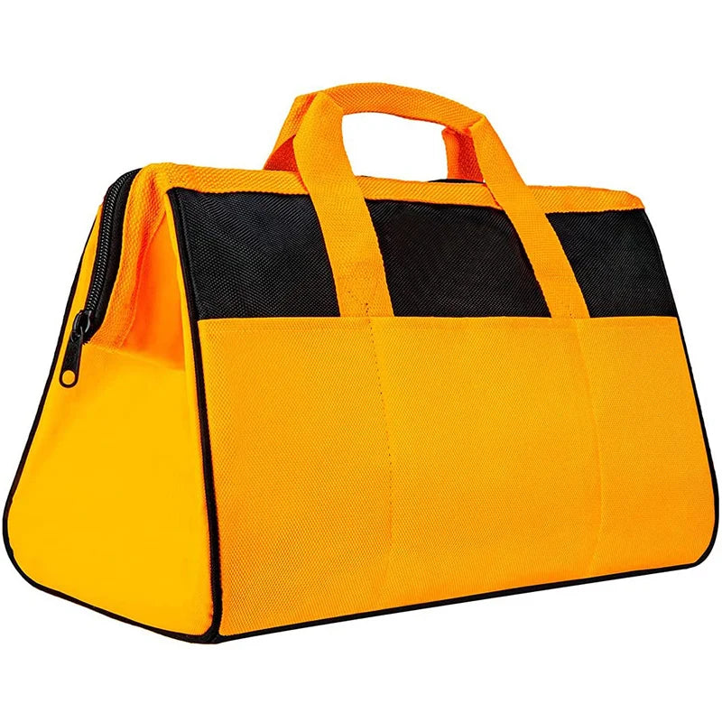 Waterproof Tote Large Carrier Car Repair Bag With Steel Pipe Handle for Repairman Electrician 600d Multi Pocket Open Tool Bag